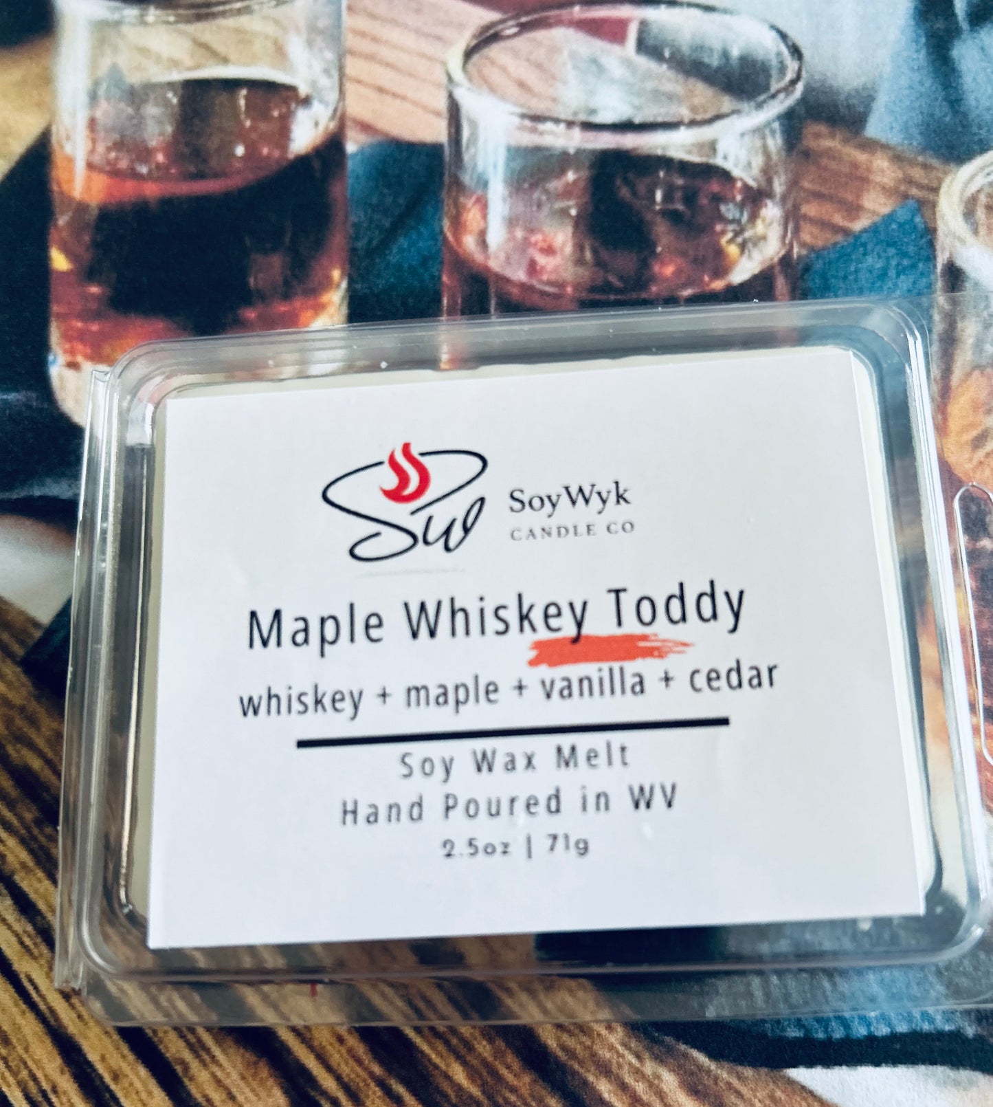 Maple Whiskey Toddy - Soy Wax Melt- whiskey, maple, vanilla, cedar