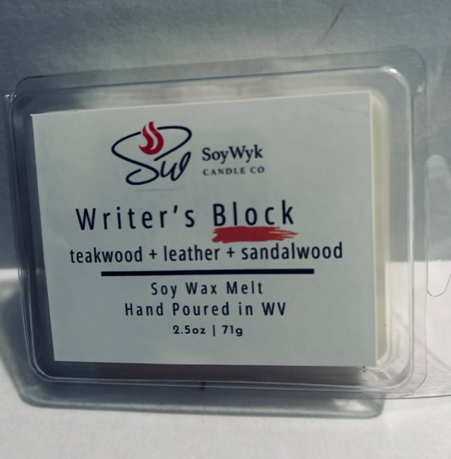 Writer's Block - Soy Wax Melt - teakwood, leather, sandalwood