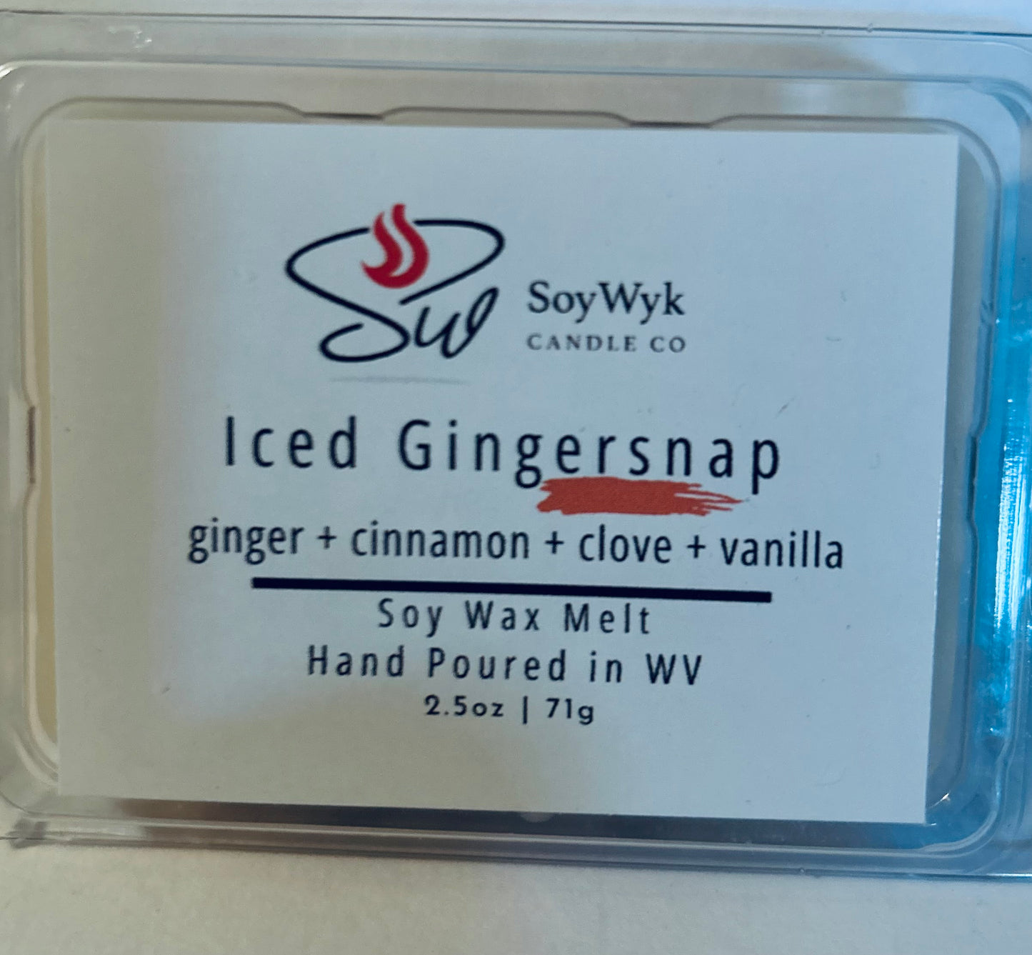 Iced Gingersnap - Soy Wax Melt/ cinnamon, molasses, vanilla, clove
