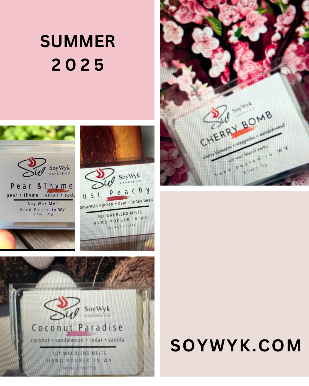 Cherry Bomb - Soy Wax Melt- ozone, cherry blossom, magnolia, rose, sandalwood, tonka bean