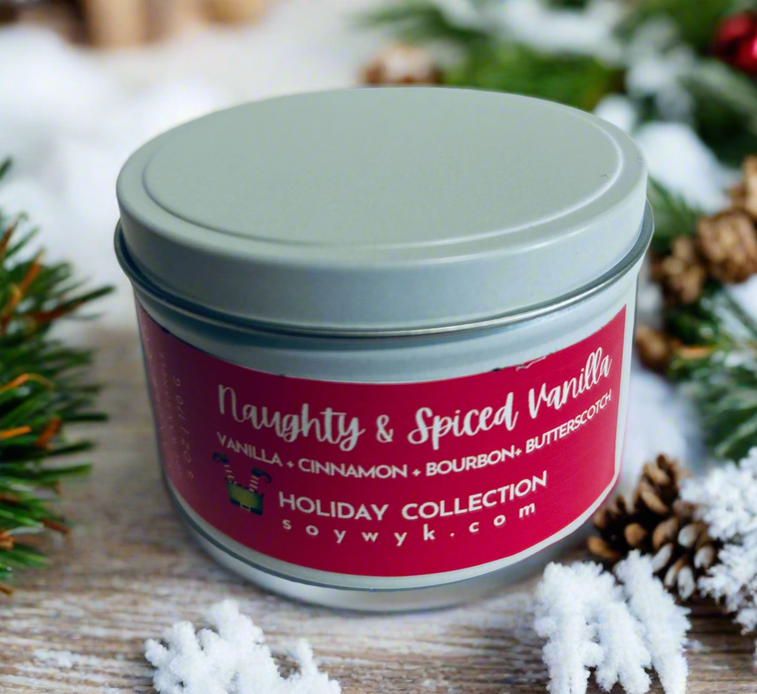 Naughty & Spiced Vanilla -  Soy Wax Candle - Holiday Collection Tin