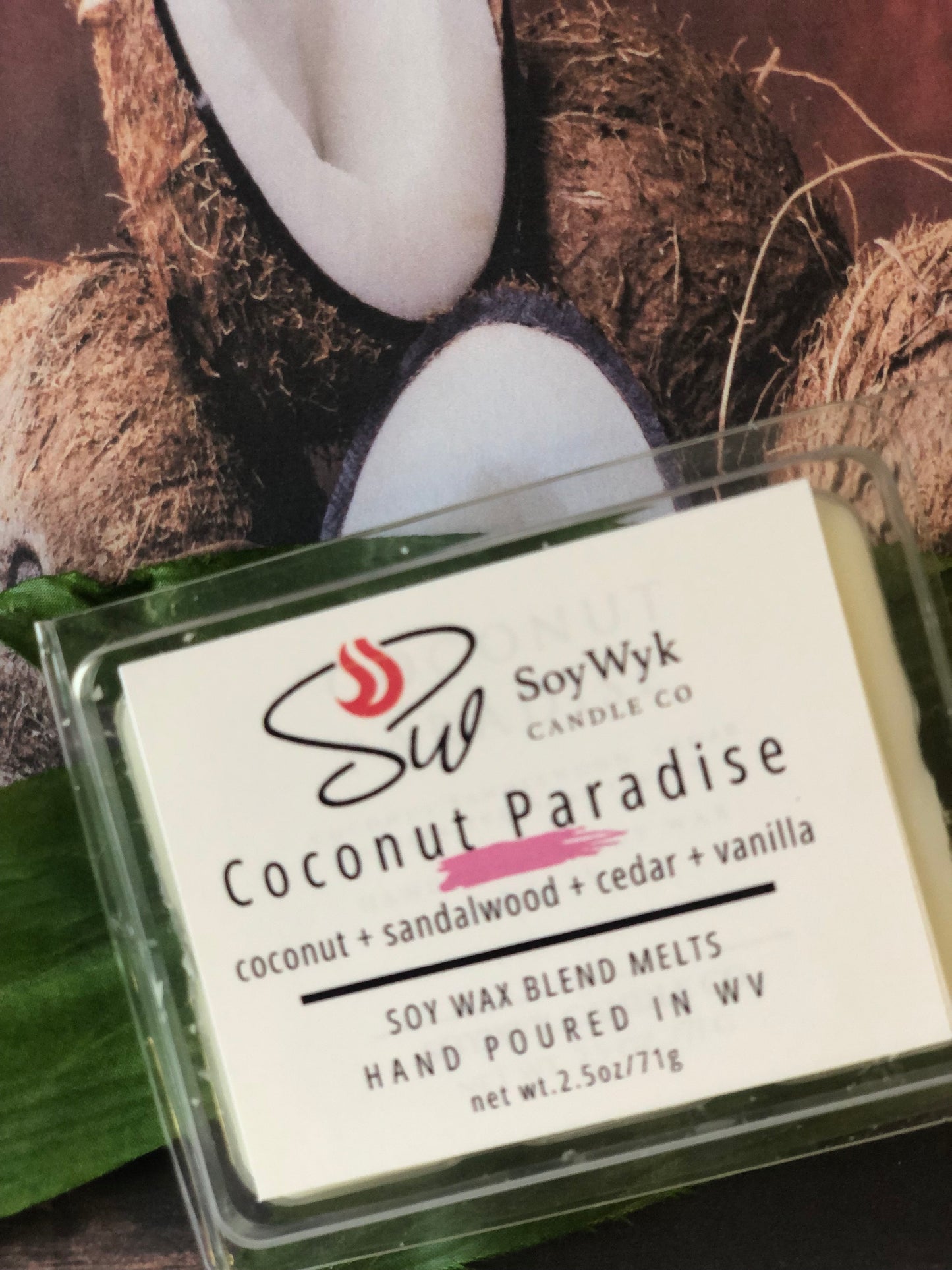 Coconut Paradise - Soy Wax Melt/ coconut,orange, mango, sandalwood, cedar, tonka bean