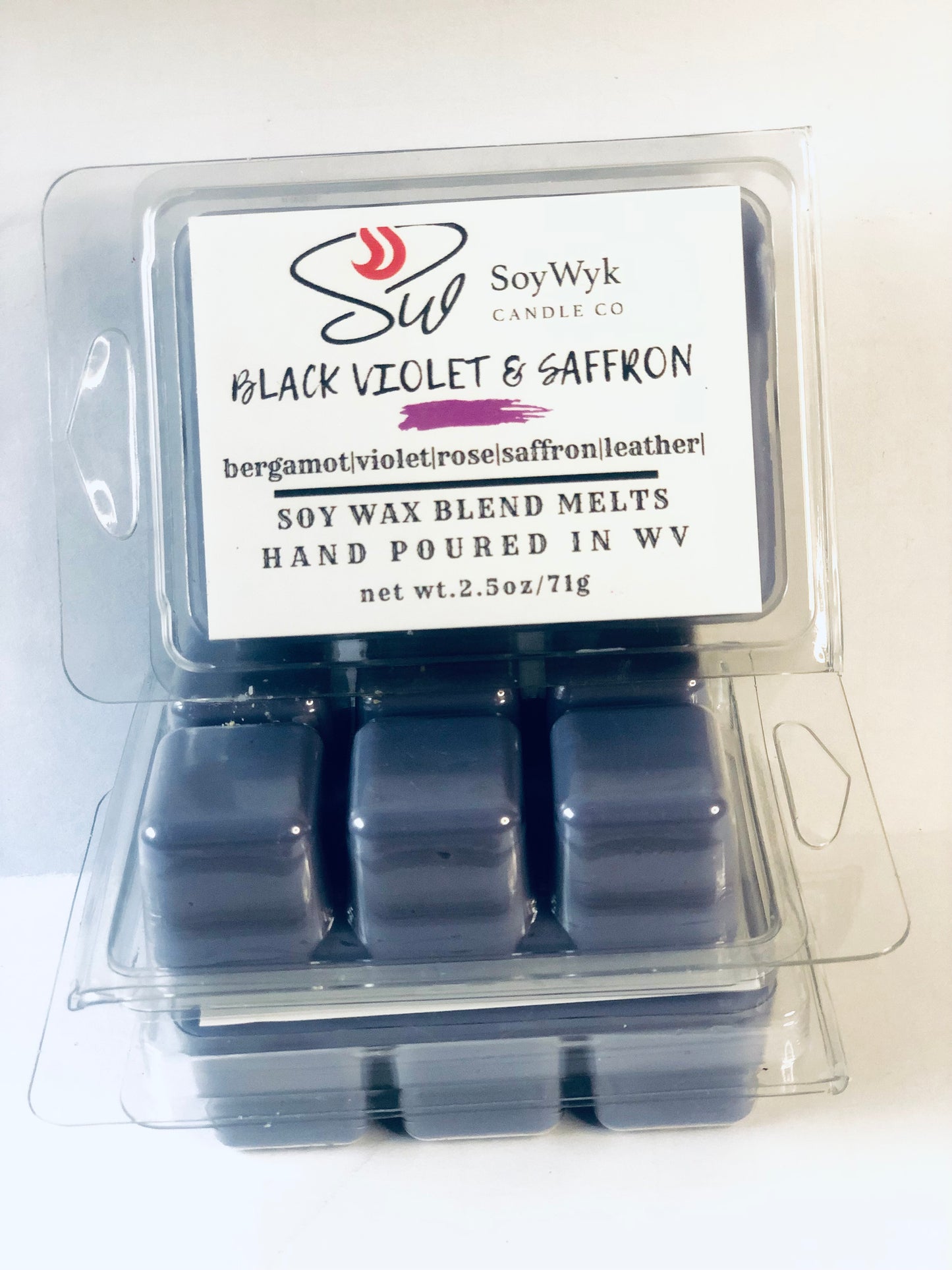 Black Violet & Saffron -  Soy Wax Melt- Bergamot, violet, rose, saffron, leather