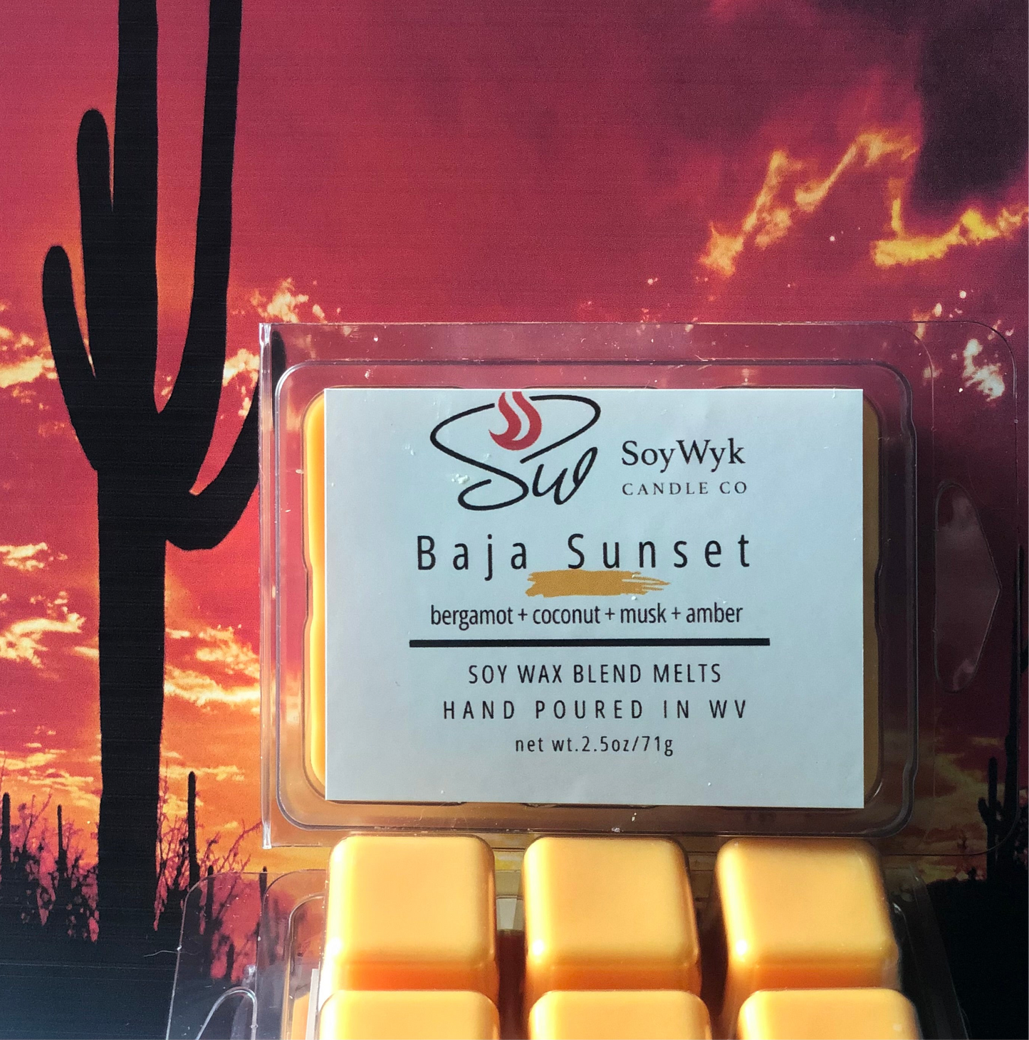 Baja Sunset - Soy Wax Melt- bergamot, coconut, musk, amber