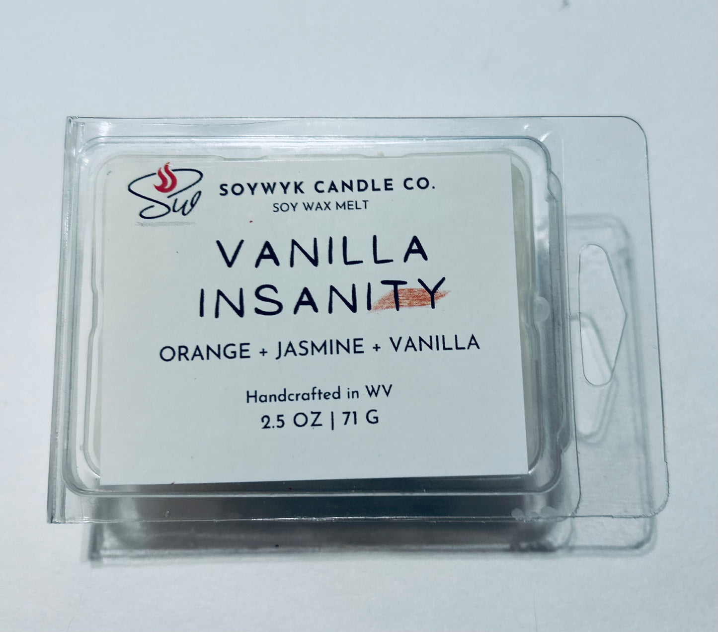 Vanilla  Insanity - Soy Wax Melt - orange, jasmine, vanilla