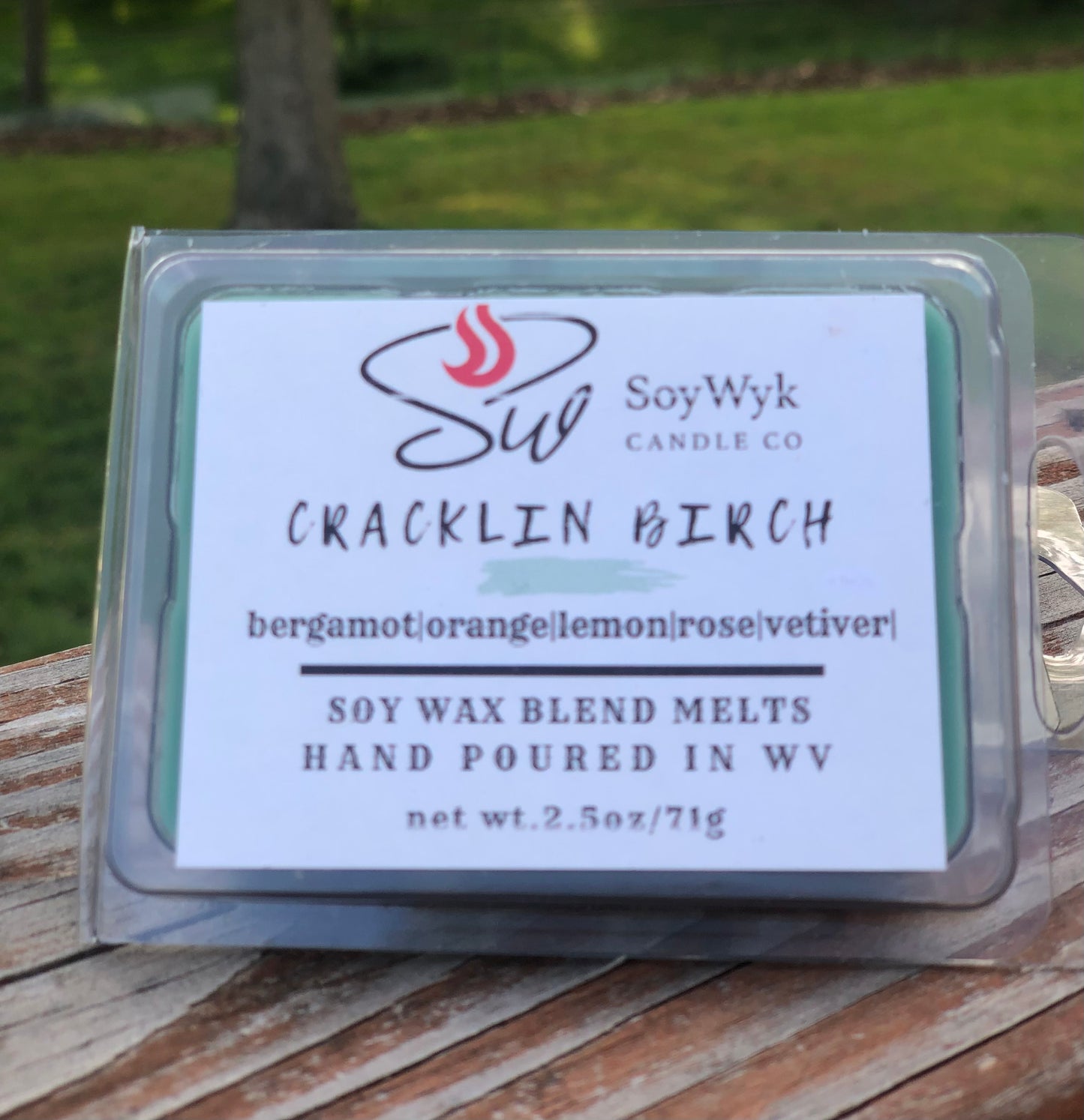 Cracklin Birch - Soy Wax Melt- bergamot, orange, lemon, Lilly, patchouli