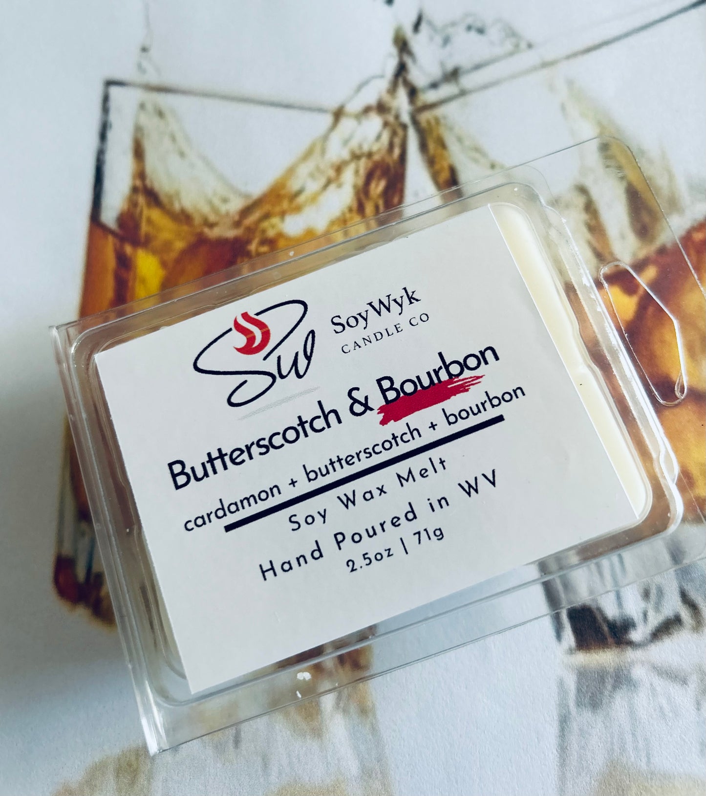 Butterscotch & Bourbon - Soy Wax Melt- cardamom, butterscotch, bourbon, peppercorn, patchouli