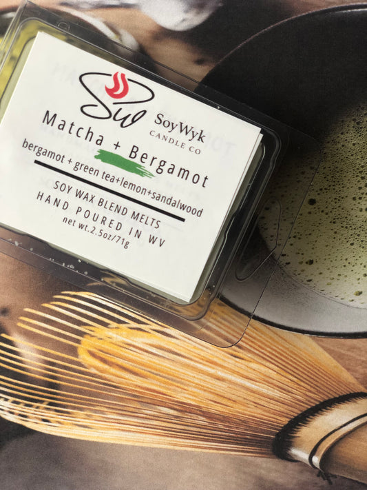 Matcha & Bergamot - Soy Wax Melt - bergamot, lemon, sea salt, sandalwood